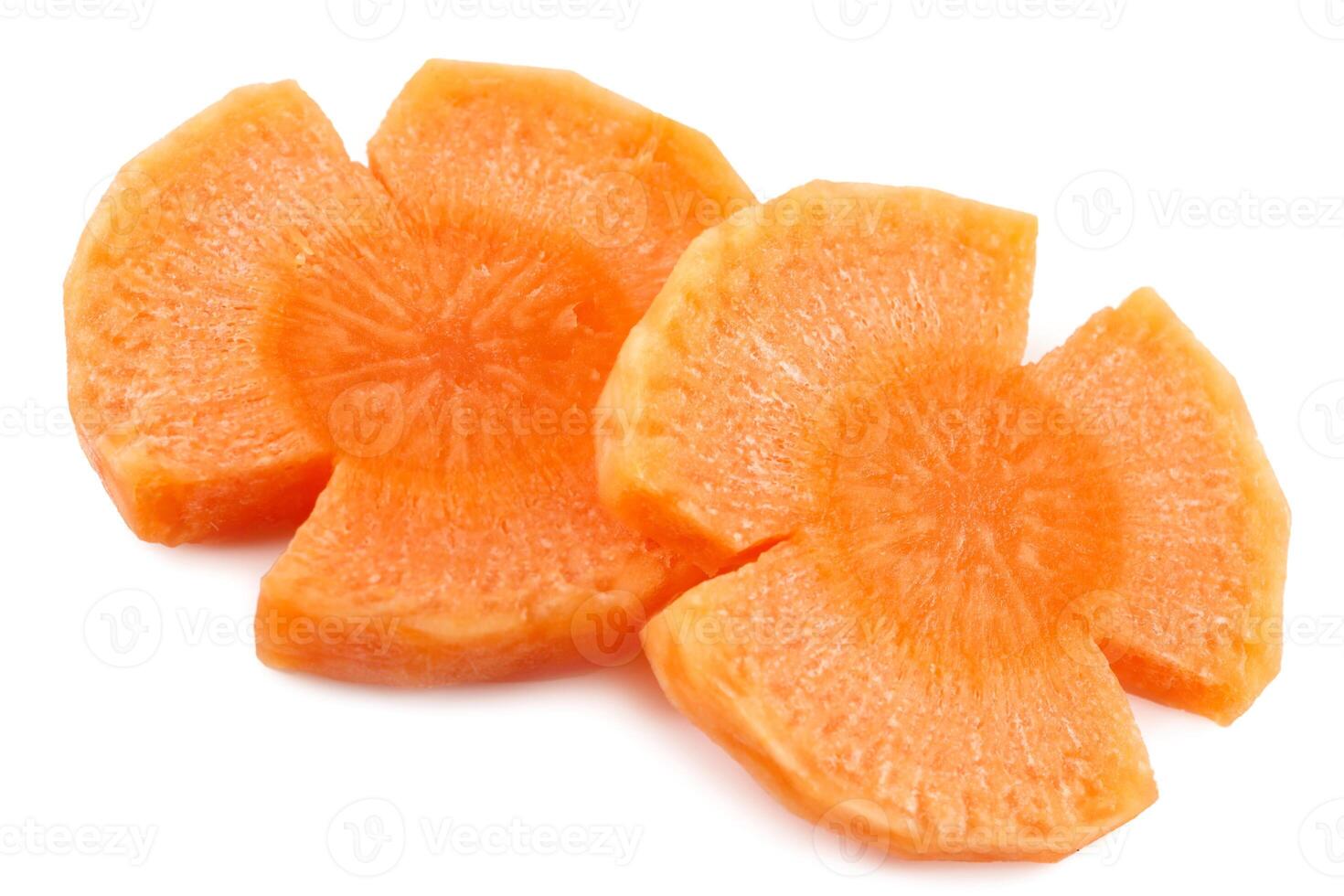 Carrot slices isolated on white background photo