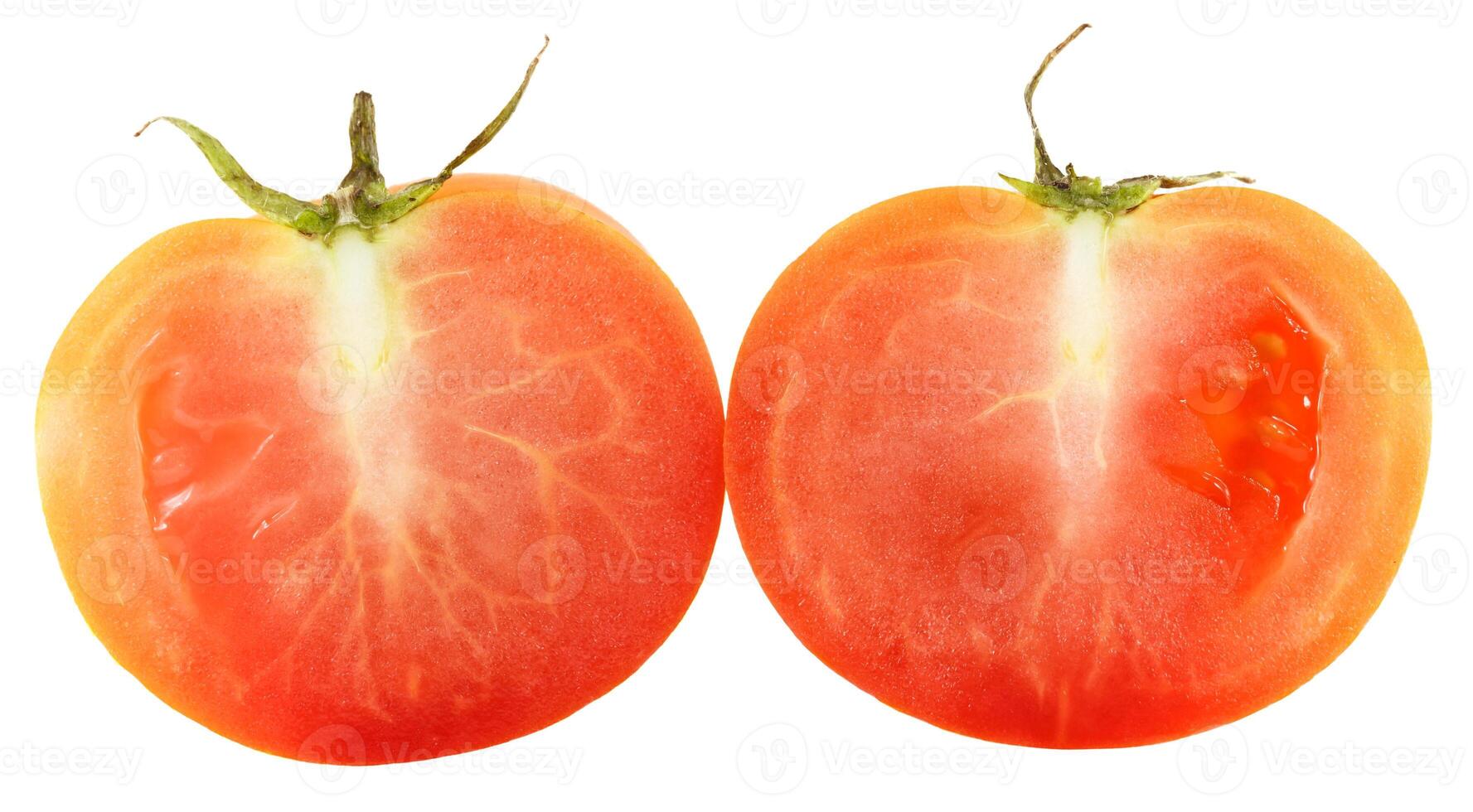 Slices of tomato isolated on white photo