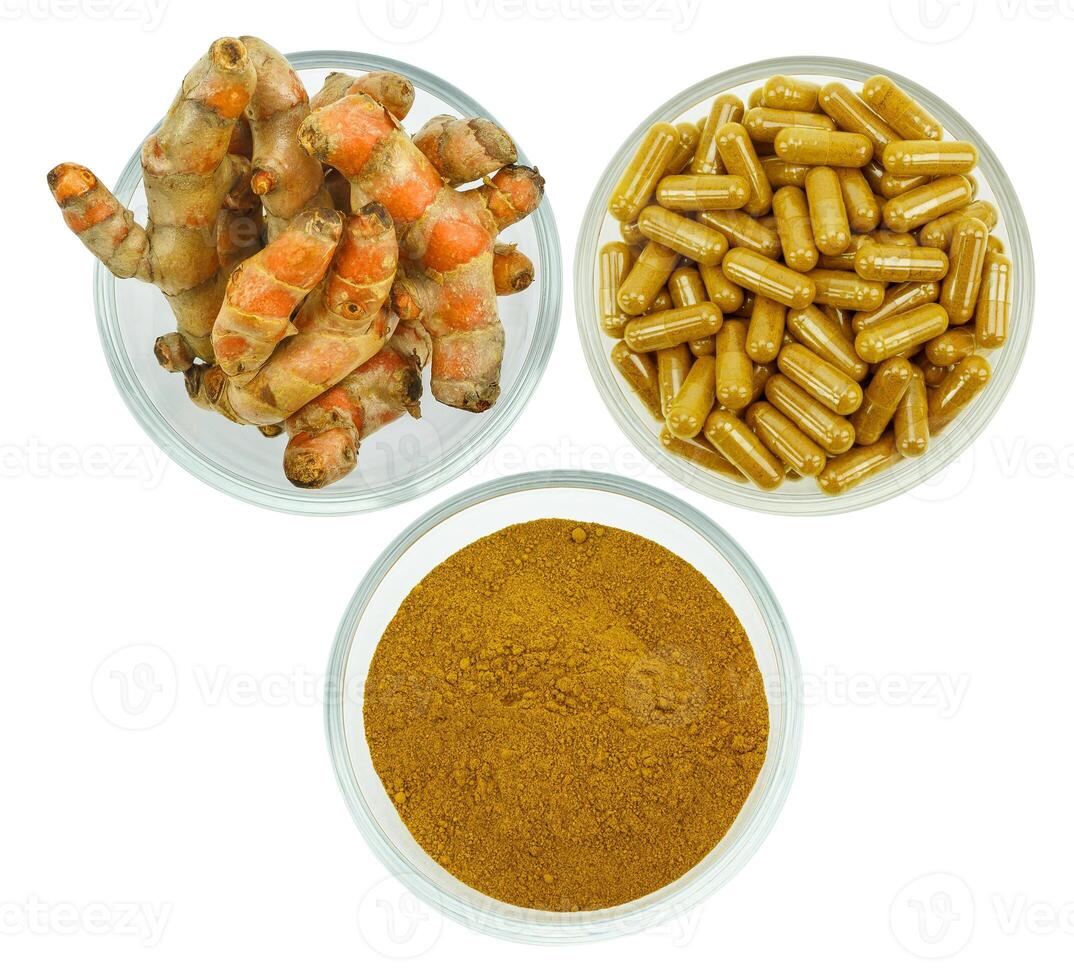 Turmeric root and turmeric powder for alternative medicine ,spa products and food ingredient. photo