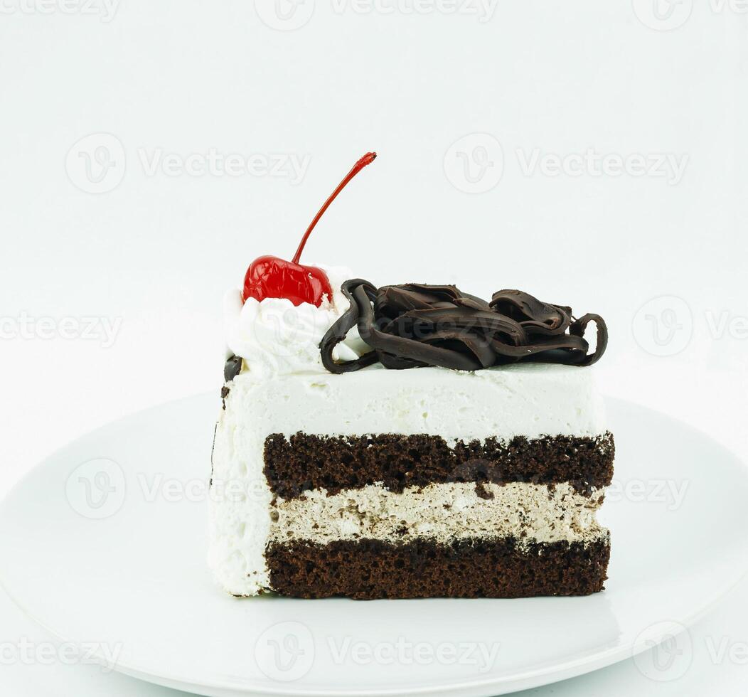 Chocolate cake with cherry photo