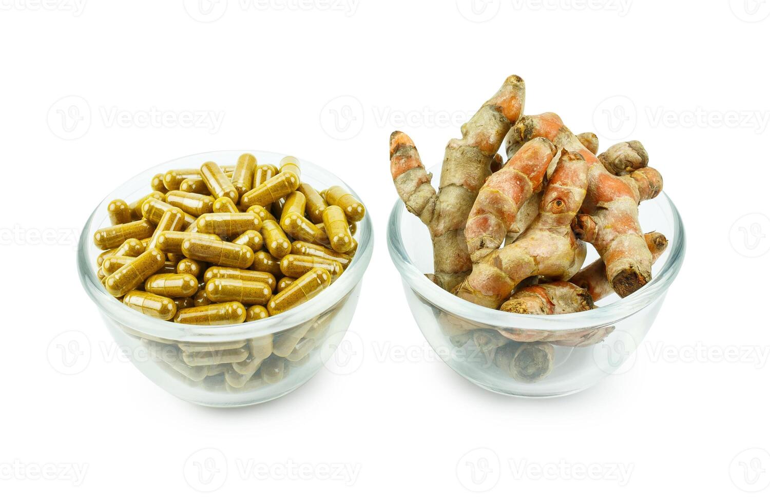 Turmeric root and turmeric capsule powder for alternative medicine ,spa products and food ingredient. photo