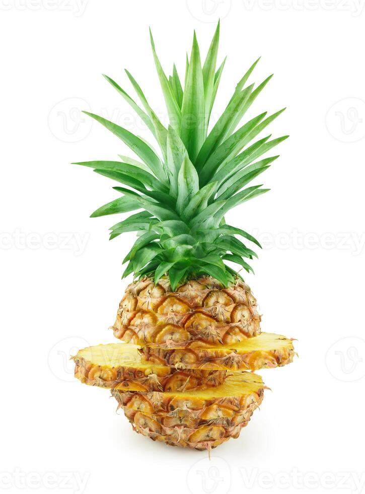 Pineapple slices isolated on white background photo
