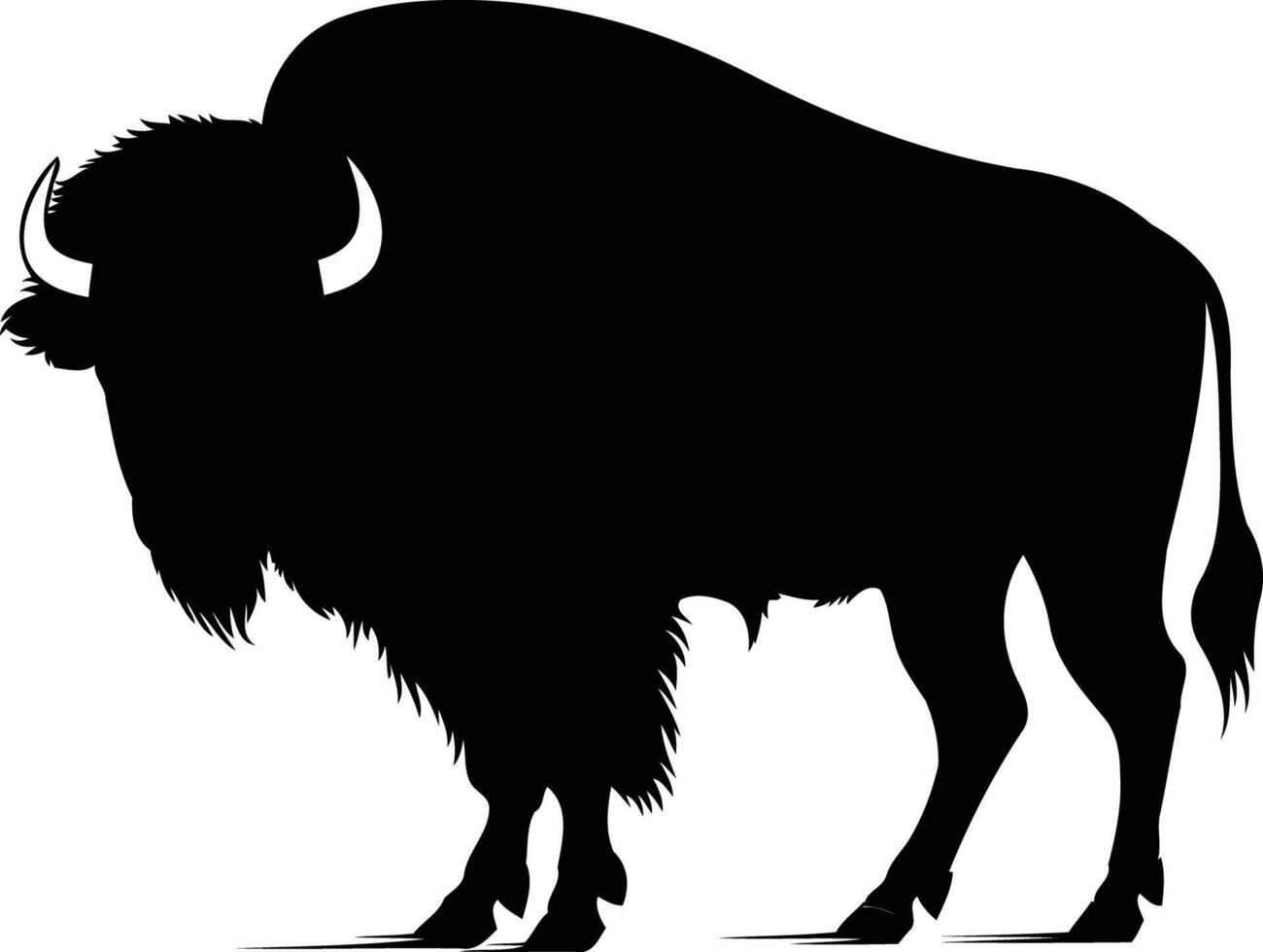 Simple black and white silhouette of a bison vector