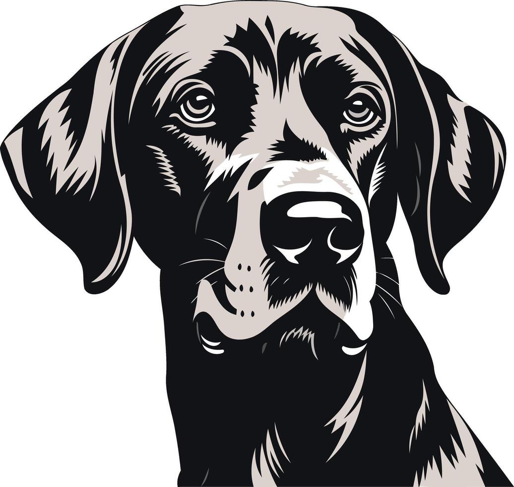 Black and white illustration of a dog's head, perfect for logos, branding, and pet related designs vector