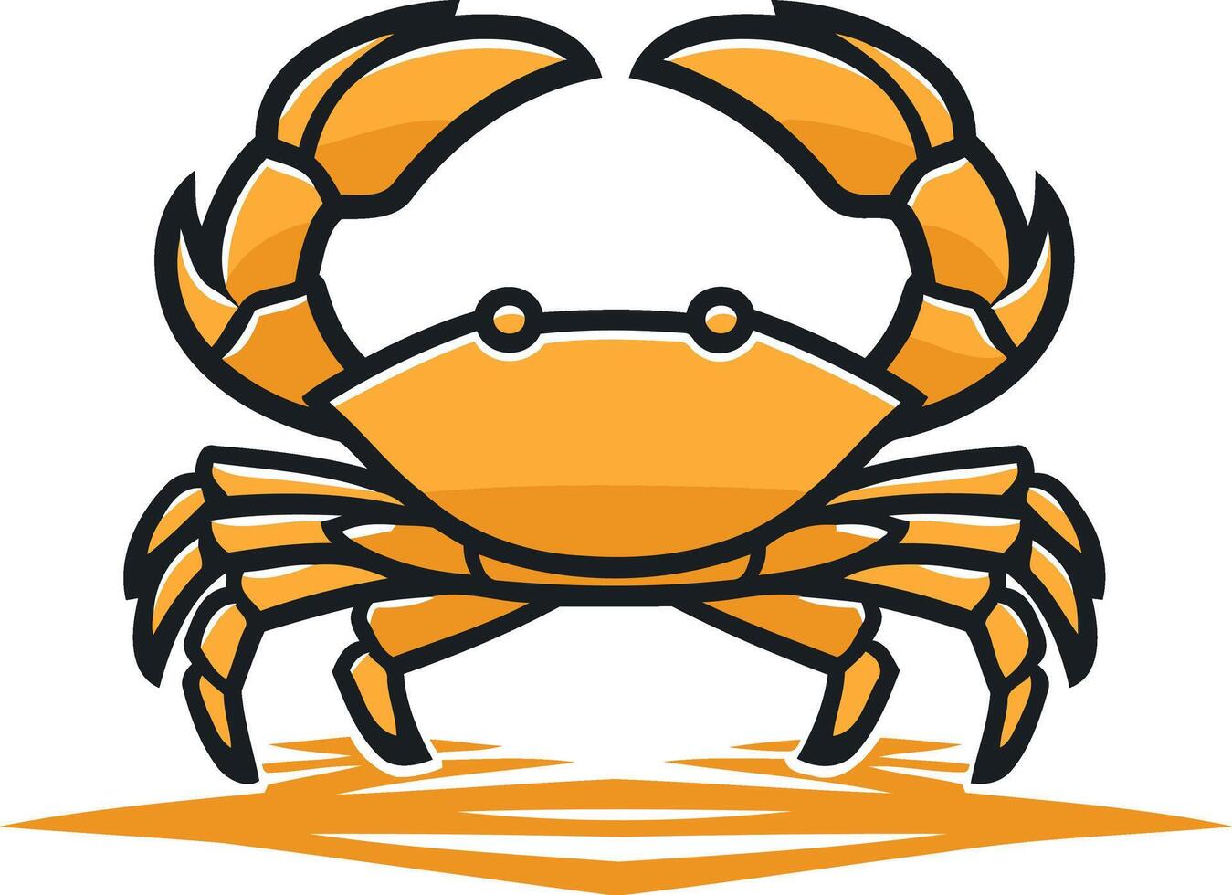 A bold and simple cartoon crab logo, perfect for branding a seafood restaurant, fishing company, or beach themed business vector