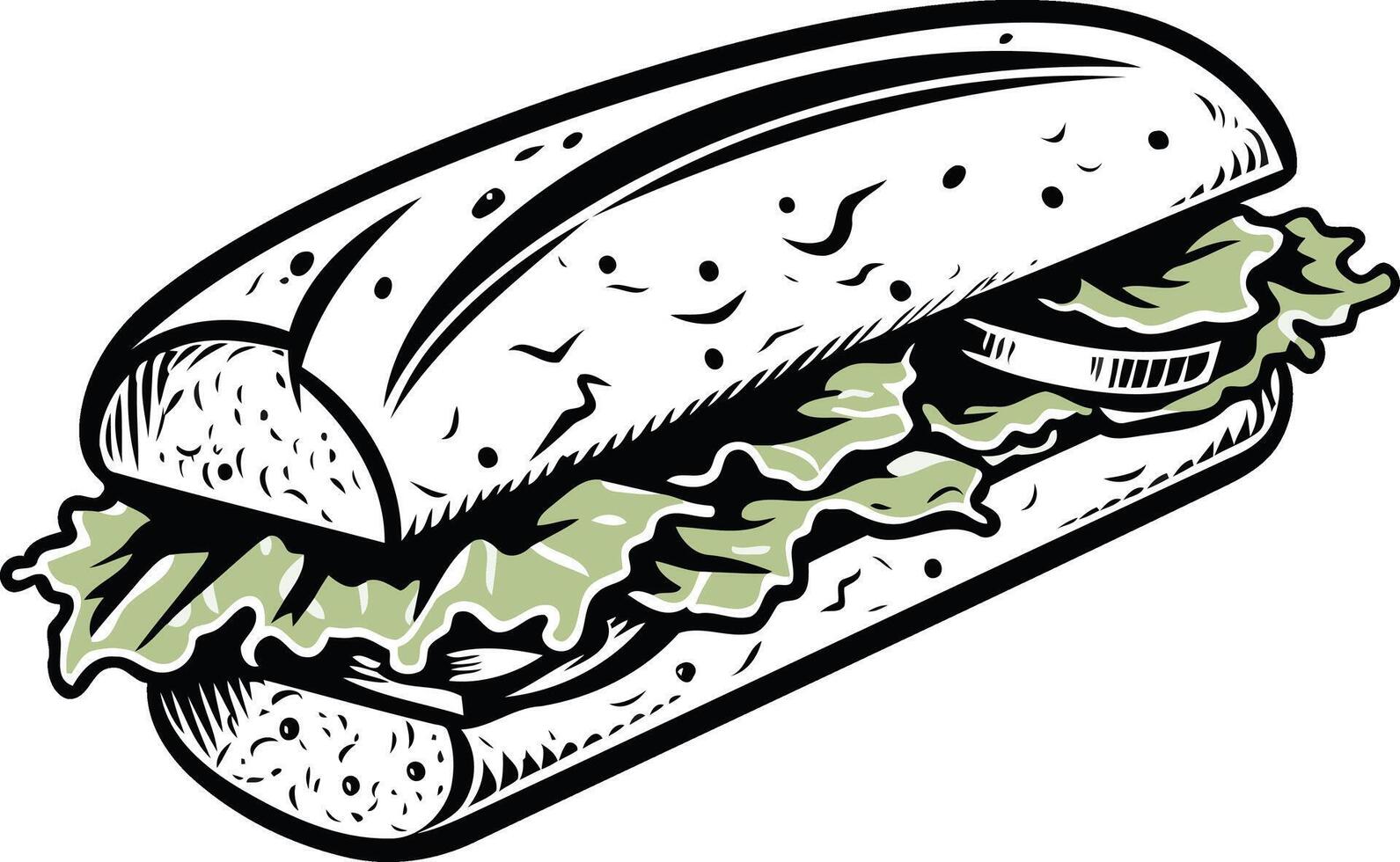 A delicious looking sandwich in a vintage style illustration vector