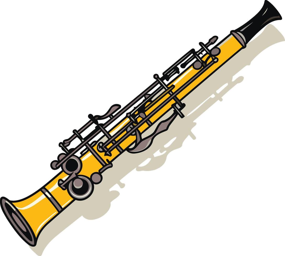 A cartoon illustration of a yellow oboe, perfect for music related projects vector