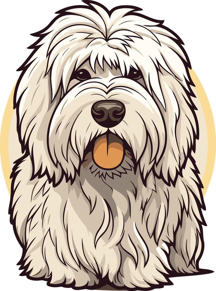 Cute cartoon illustration of a white fluffy dog with a big smile, perfect for pet lovers, dog owners, and animal themed designs vector