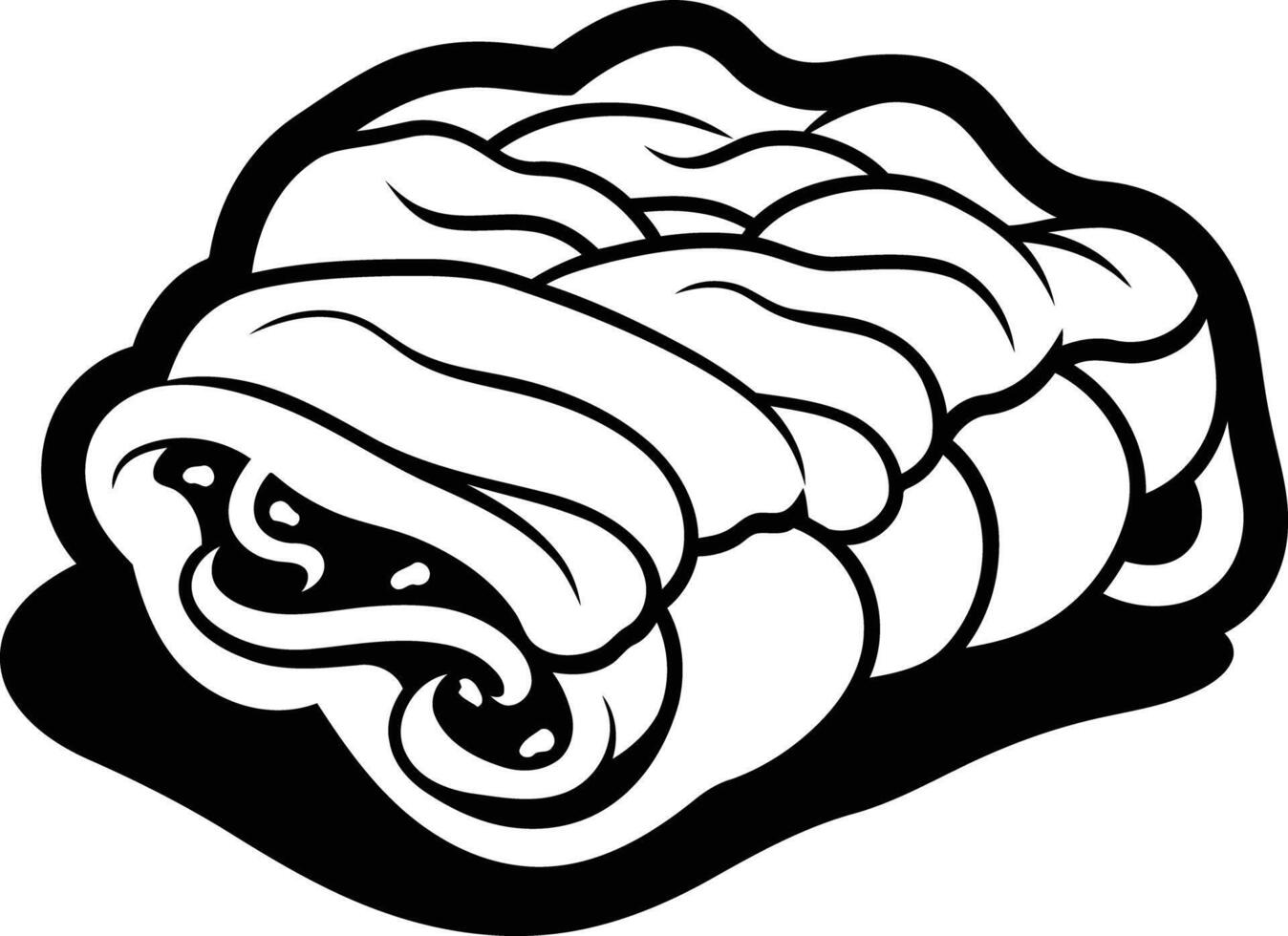Black and white cartoon illustration of a pastry, perfect for bakery logos, menus, and branding vector