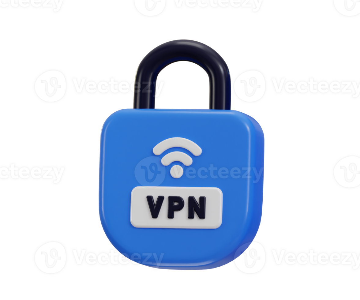 vpn icon with padlock icon 3d render concept of protected private network png