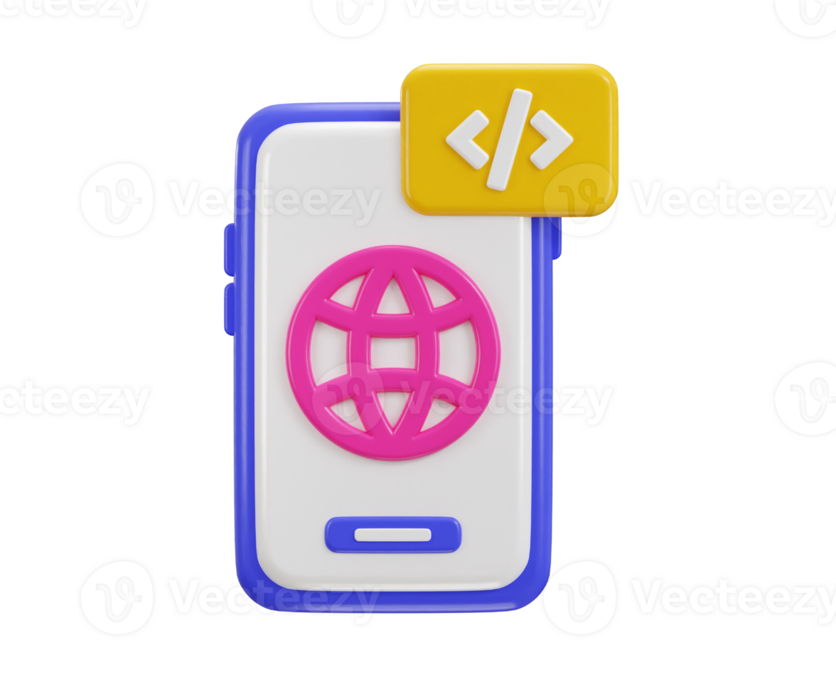 Mobile app development icon 3d render illustration png