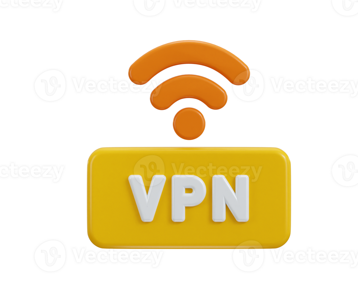 Safe VPN icon with wifi icon concept of internet security icon 3d render png