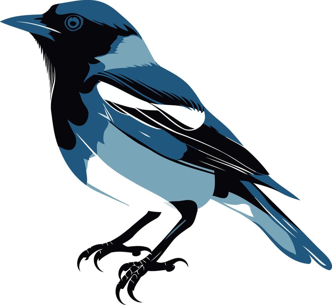 Stylized bluebird illustration in a minimalist, modern style vector