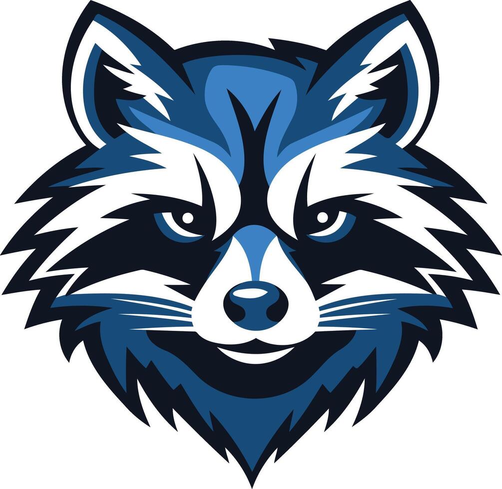Bold blue raccoon mascot logo, perfect for a sports team or brand needing a fierce and playful identity vector