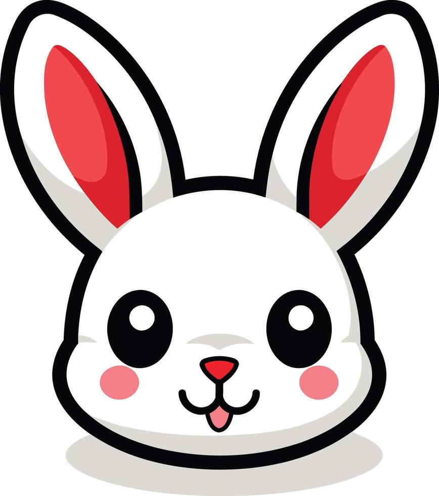 Cute cartoon rabbit face with big eyes and a playful expression vector