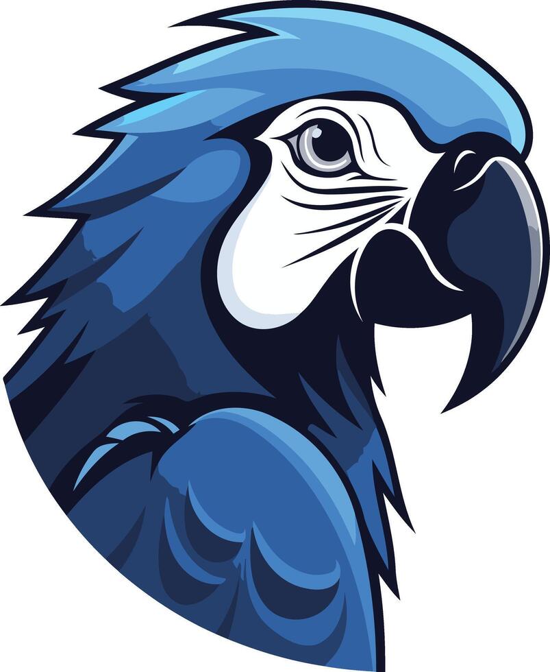 A bold and striking illustration of a blue macaw parrot, perfect for branding, merchandise, and social media vector