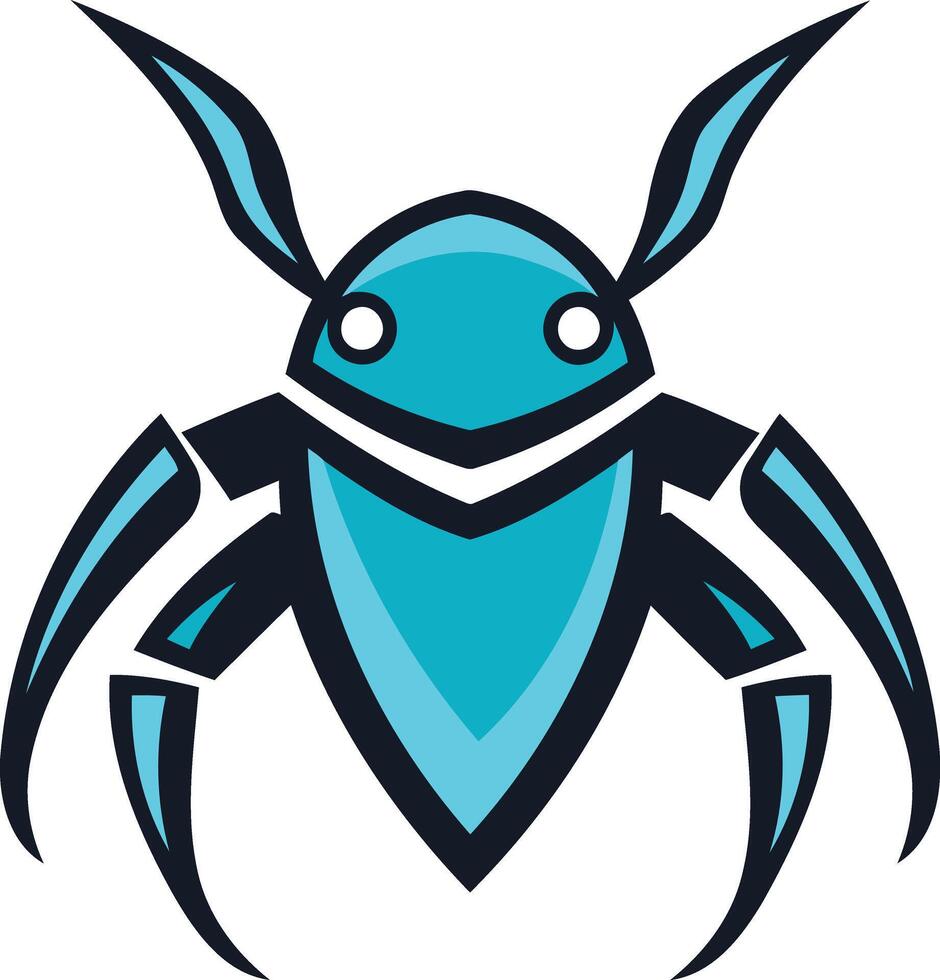 A futuristic and stylized blue bug with sharp edges and robotic features vector