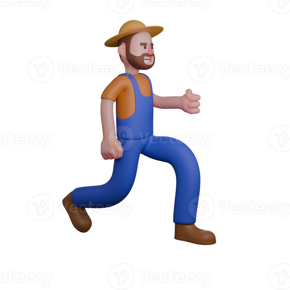 Agricultural Leader in 3D. A farmer stands upright with a smile holding flowers in his hands. Cartoon Male Farmer png
