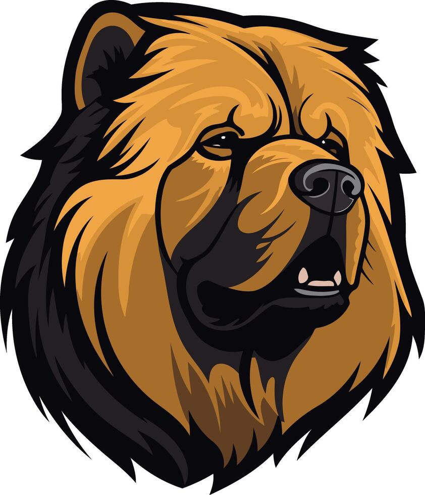 Fierce chow chow dog head illustration vector