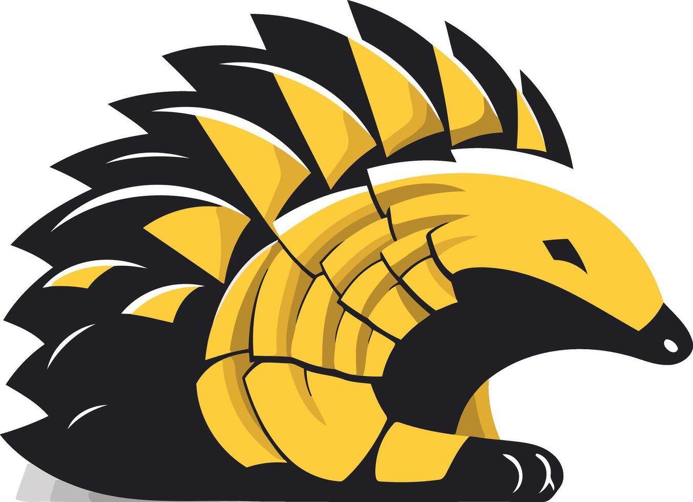 A bold, stylized armadillo mascot logo with a black and yellow color scheme vector