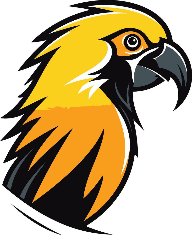 Aggressive, cartoon style illustration of a parrot's head, perfect for branding or mascot design vector
