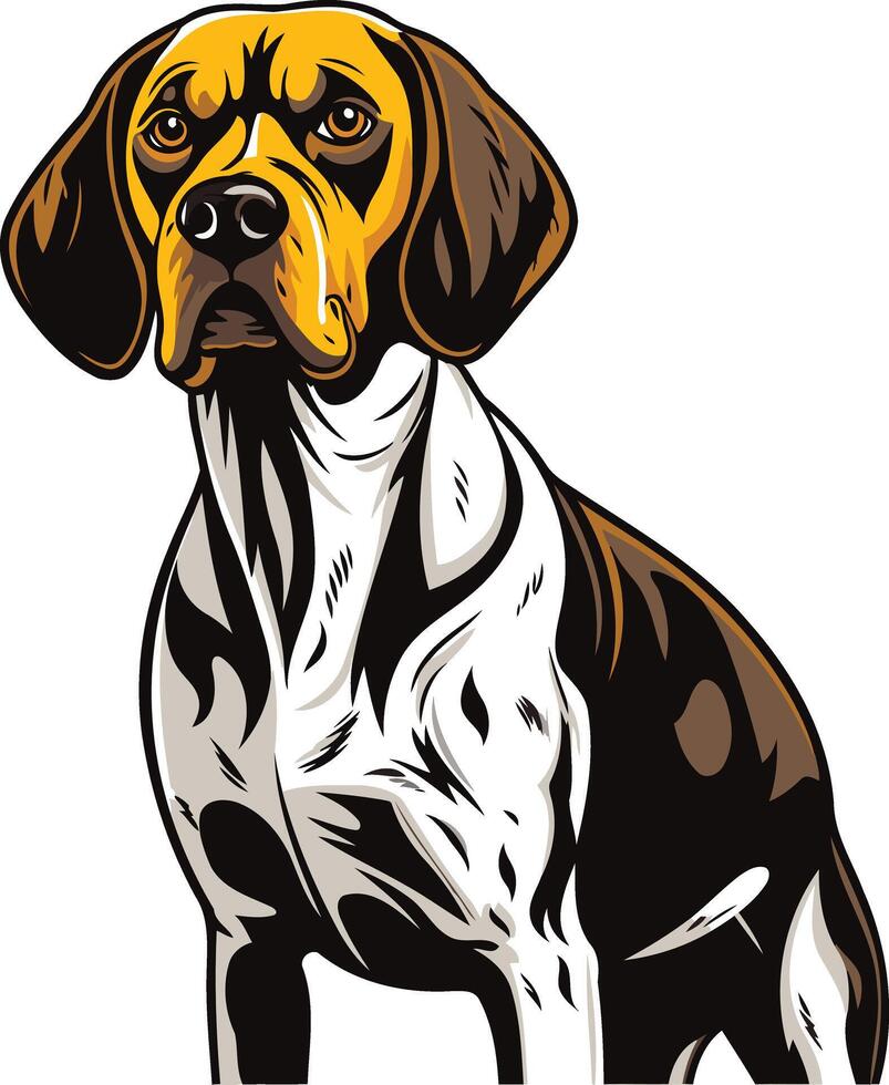 A detailed, element illustration of a german shorthaired pointer, standing proudly with a determined gaze vector