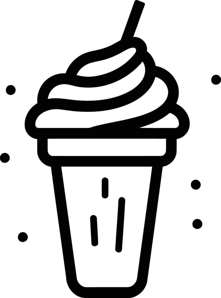 Simple line art illustration of an ice cream cone with a straw vector