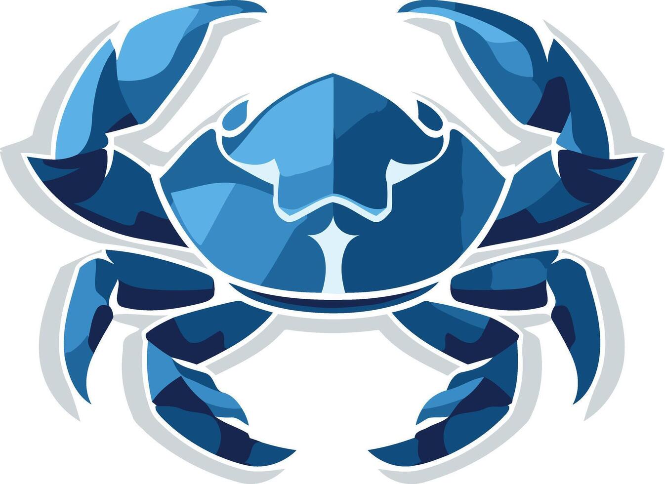 A stylized blue crab design, perfect for branding, logos, or any design needing a nautical touch vector