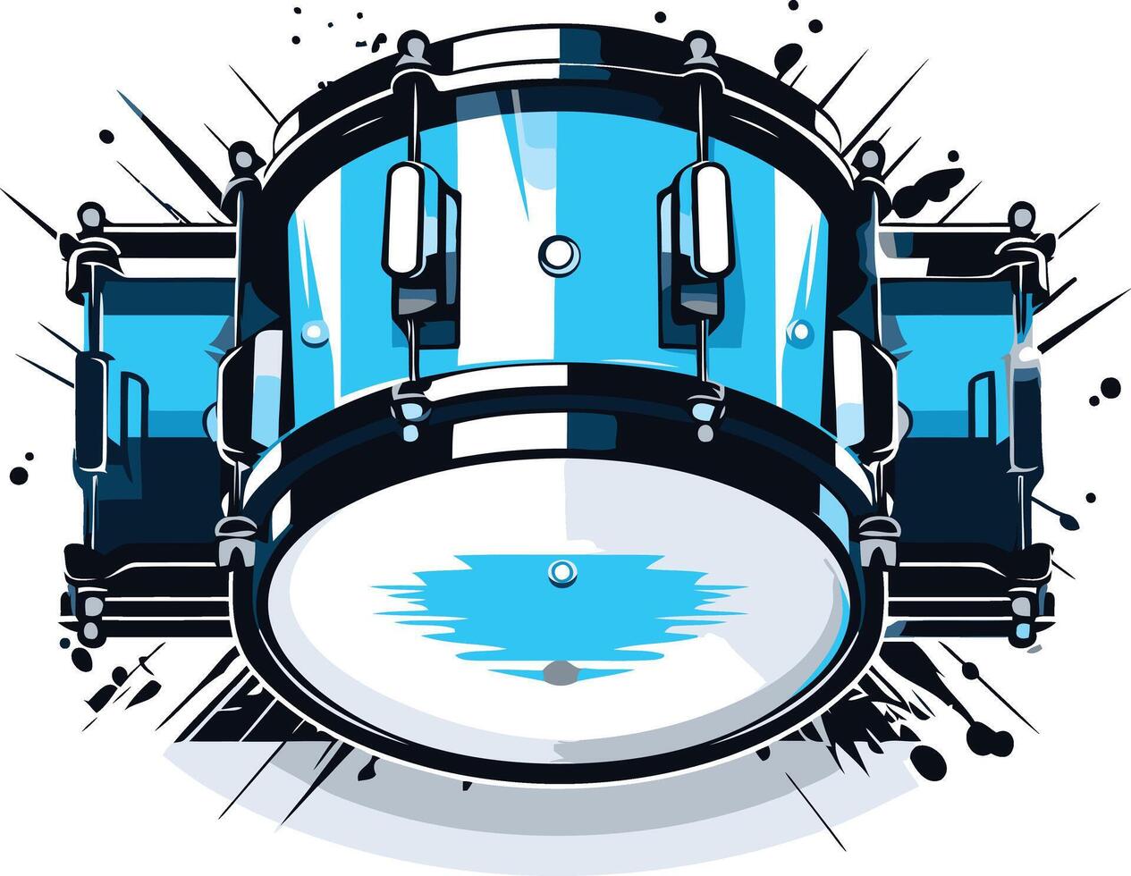 Blue Drum Set in a Splashy Composition vector