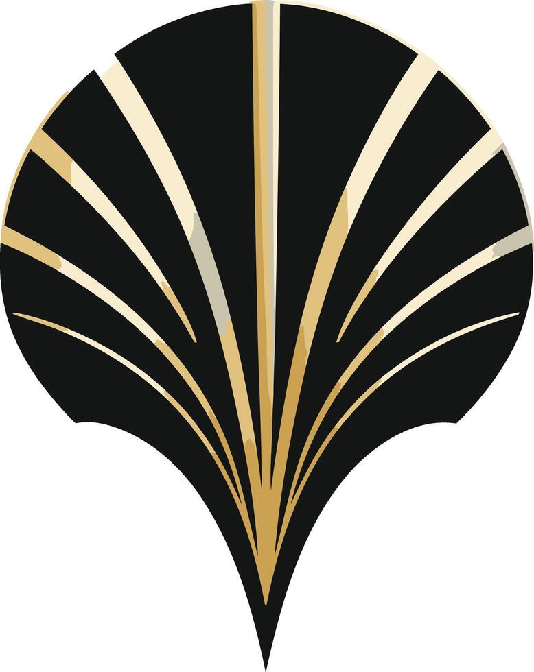 Elegant black and gold shell logo with geometric design, perfect for beauty, fashion, or luxury brands vector
