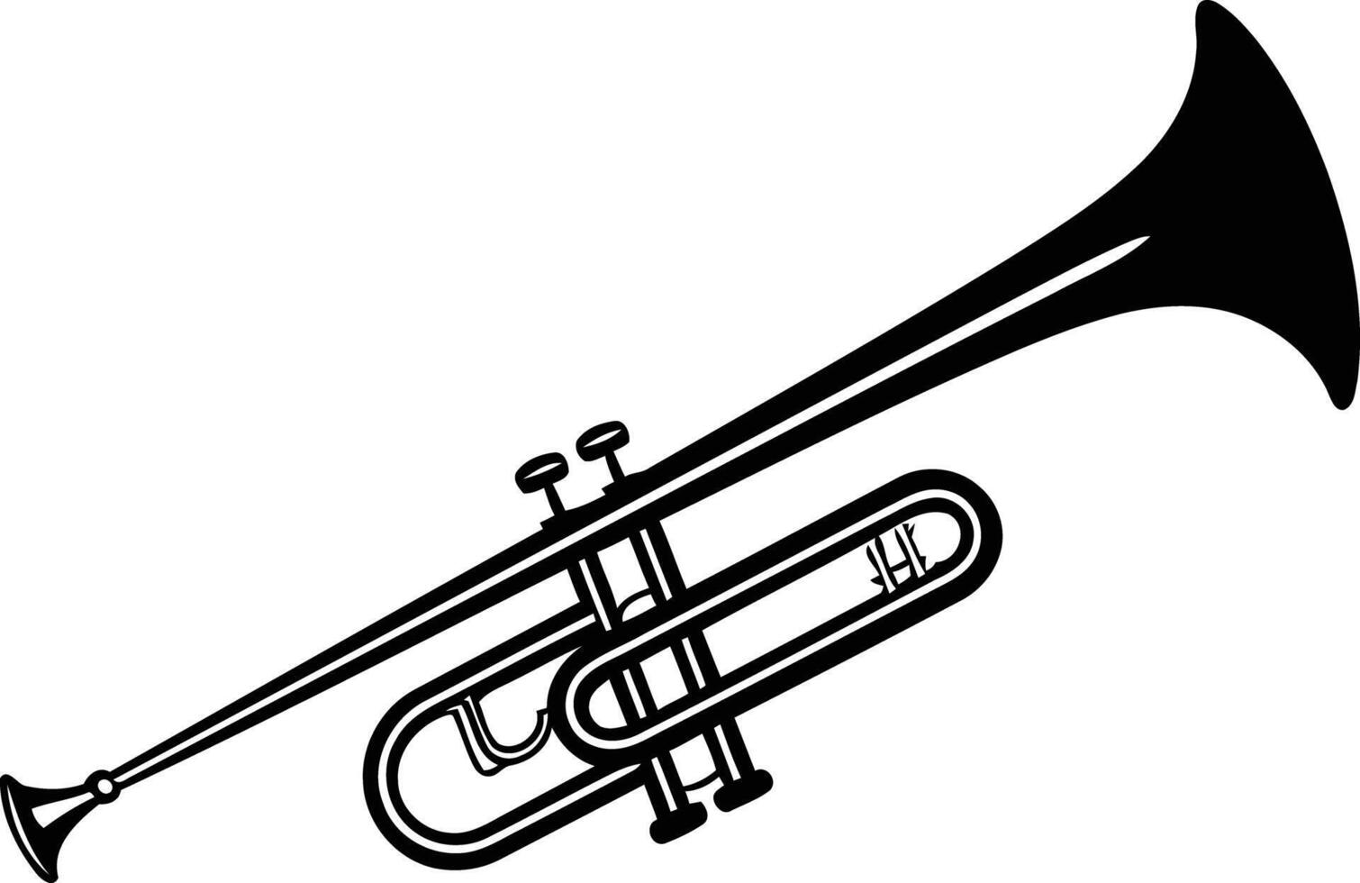 A simple yet elegant black and white illustration of a trumpet vector