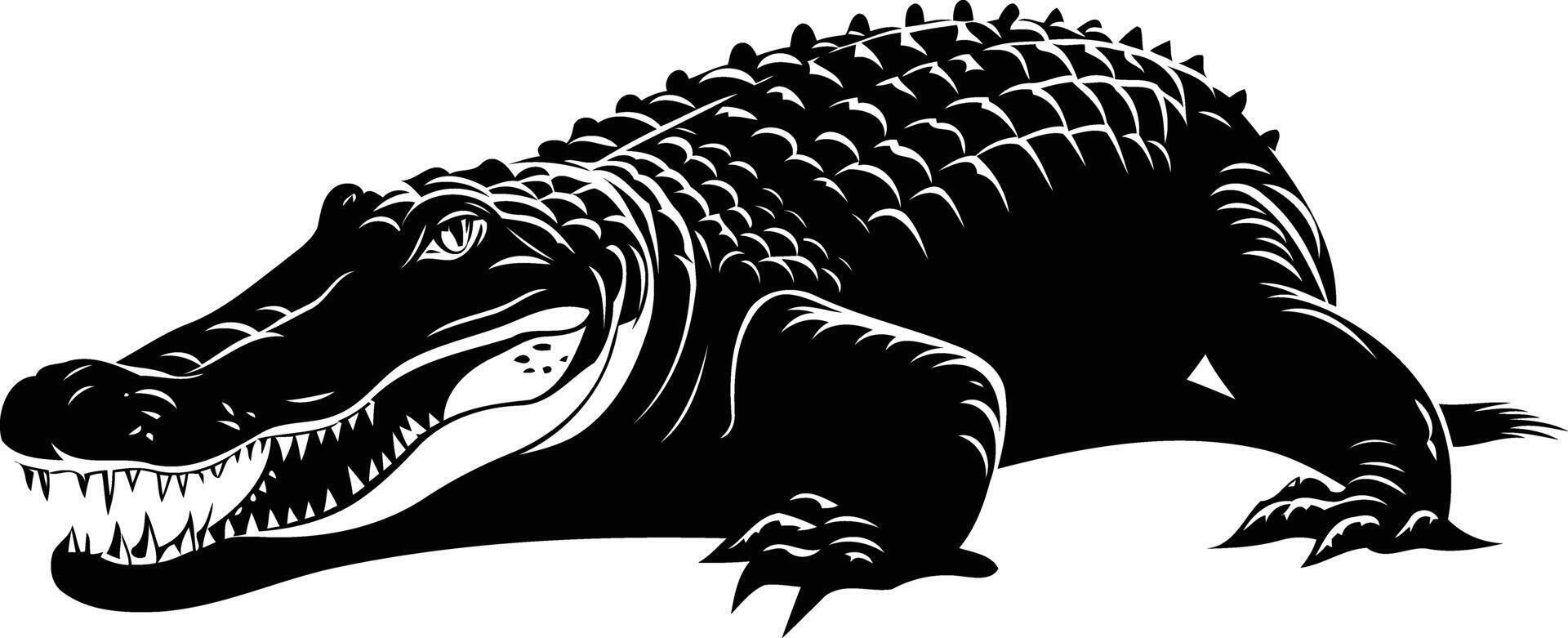 A powerful silhouette of an alligator in a menacing pose vector