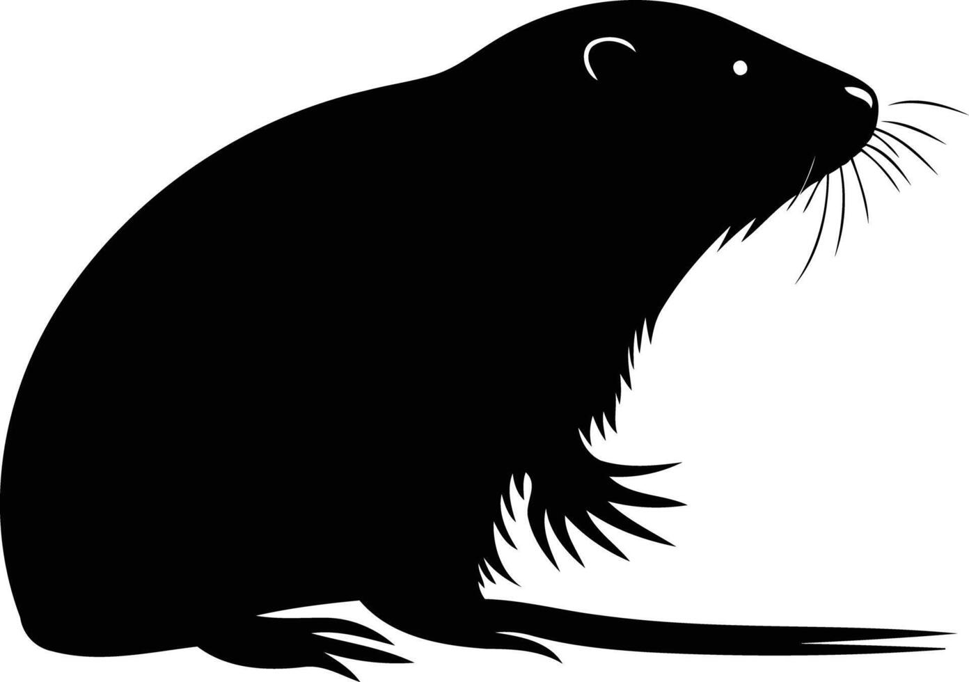 A striking black silhouette of a vole, perfect for designs that require a minimalist and impactful animal illustration vector