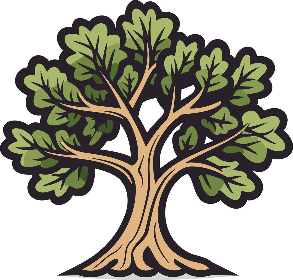 A stylized illustration of a large tree with green leaves, perfect for representing growth, nature, and sustainability vector