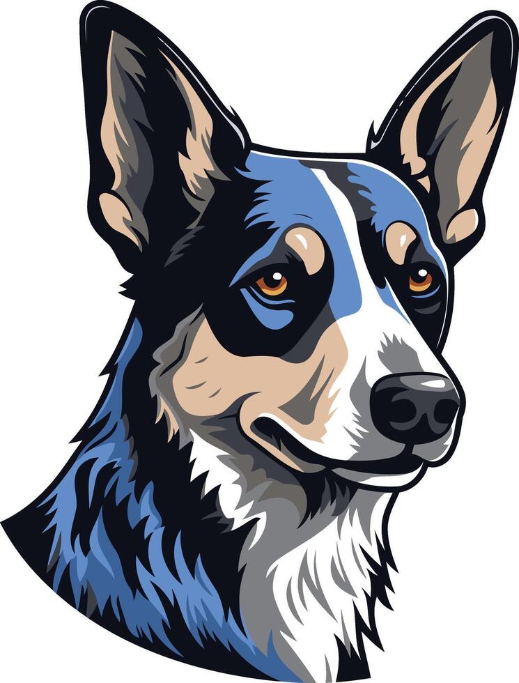 A bold and stylized illustration of a blue merle australian shepherd, perfect for dog lovers, pet owners, and breeders vector