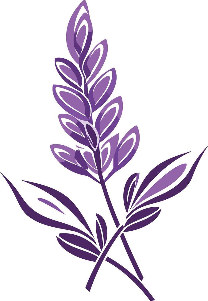 Elegant purple lavender sprig silhouette, perfect for branding, invitations, or design projects vector