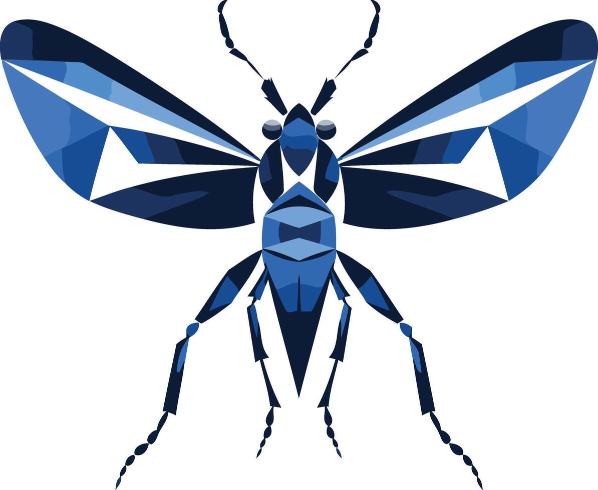 Geometric blue insect illustration with a modern design vector