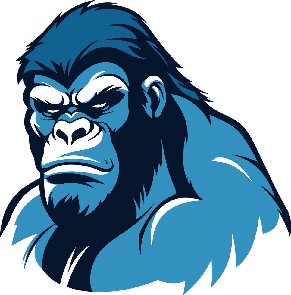 Powerful blue gorilla mascot with fierce expression, perfect for sports teams, businesses, and branding vector