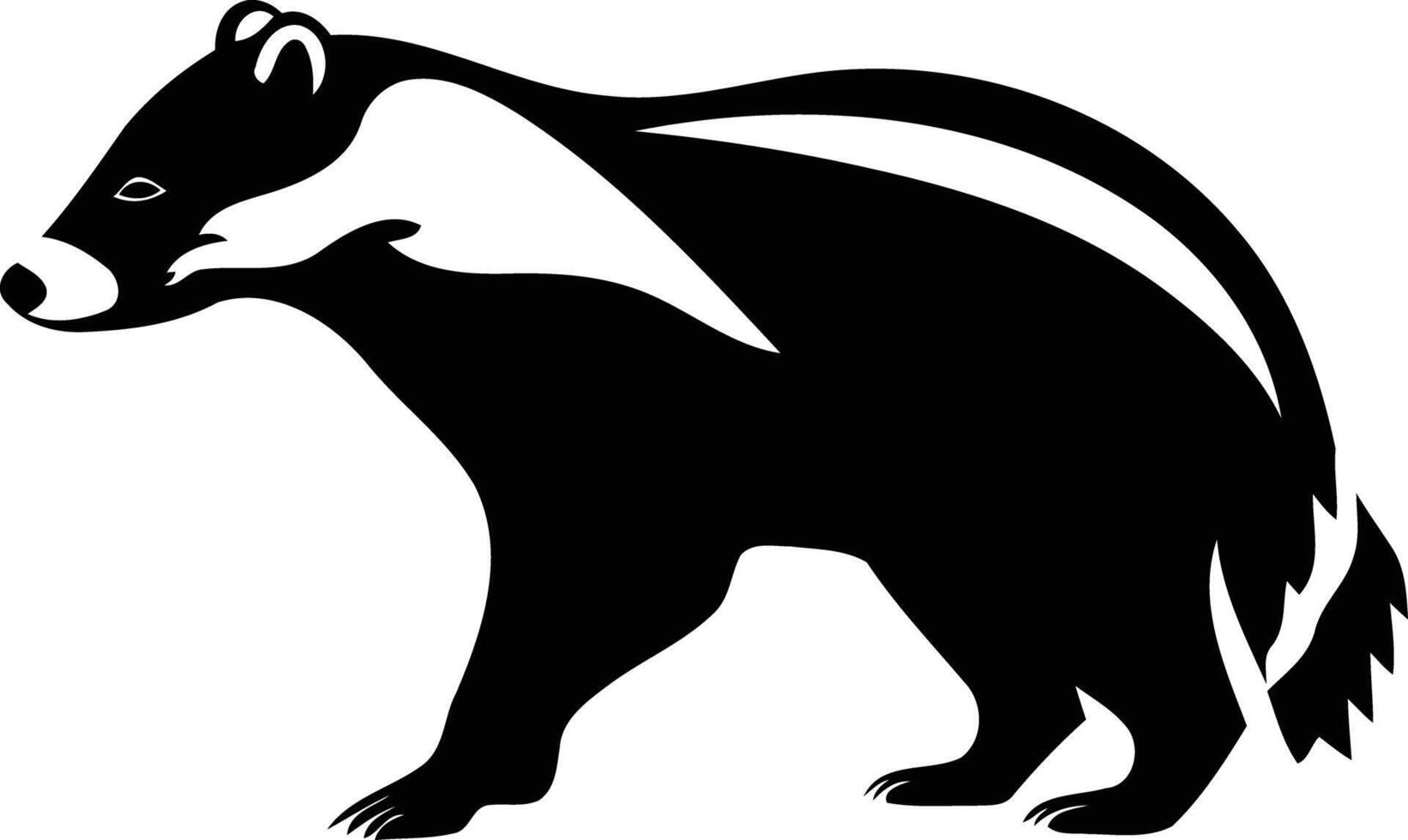 A simple, bold black and white silhouette of a badger vector