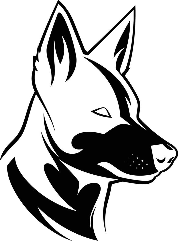 A bold, black and white illustration of a german shepherd's head, perfect for branding or design projects vector