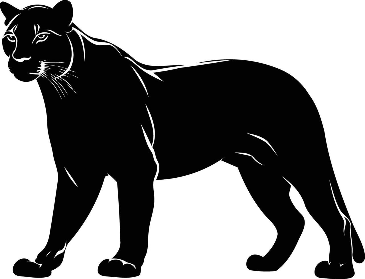 Black panther silhouette in a standing pose, isolated on white background vector