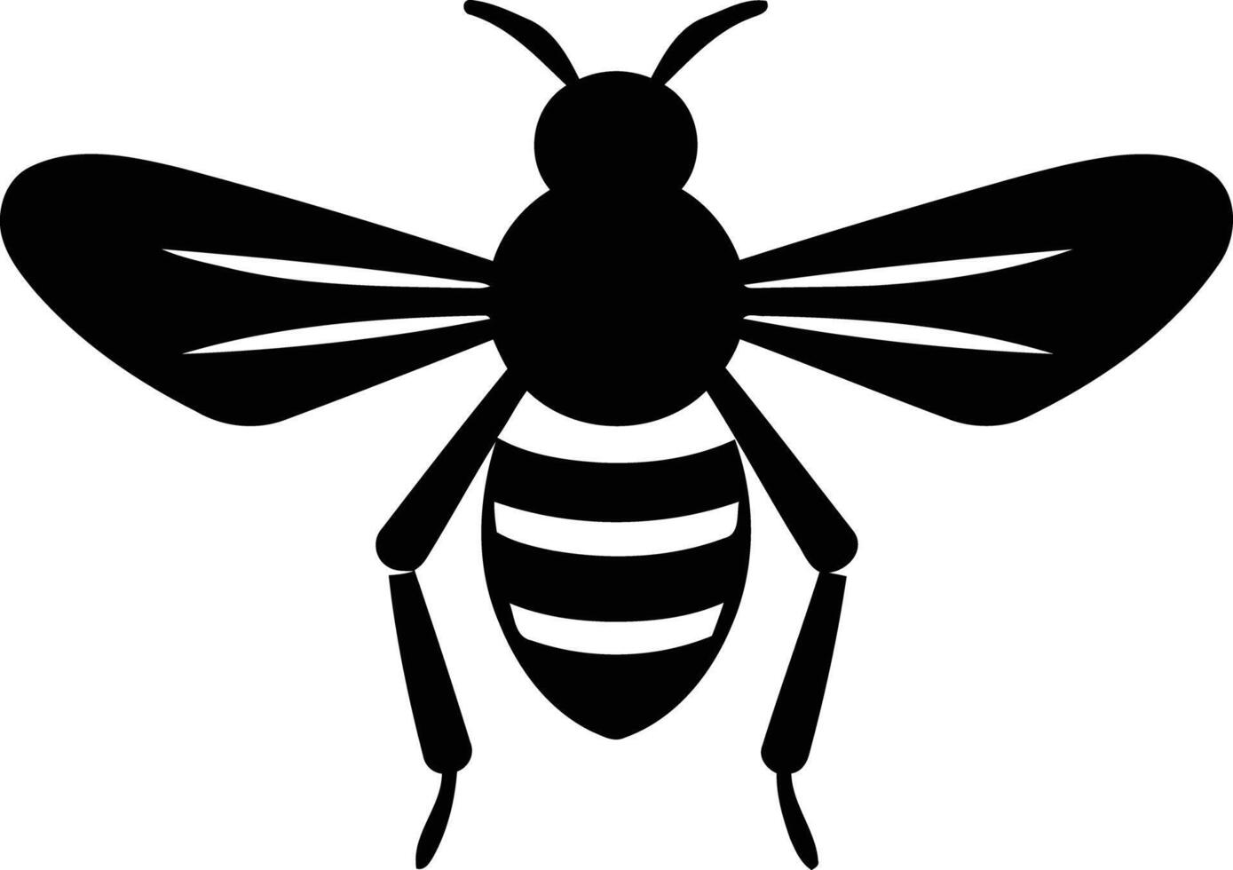 A simple yet striking silhouette of a bee, perfect for logos, branding, and illustrations related to nature, pollination, and sustainability vector