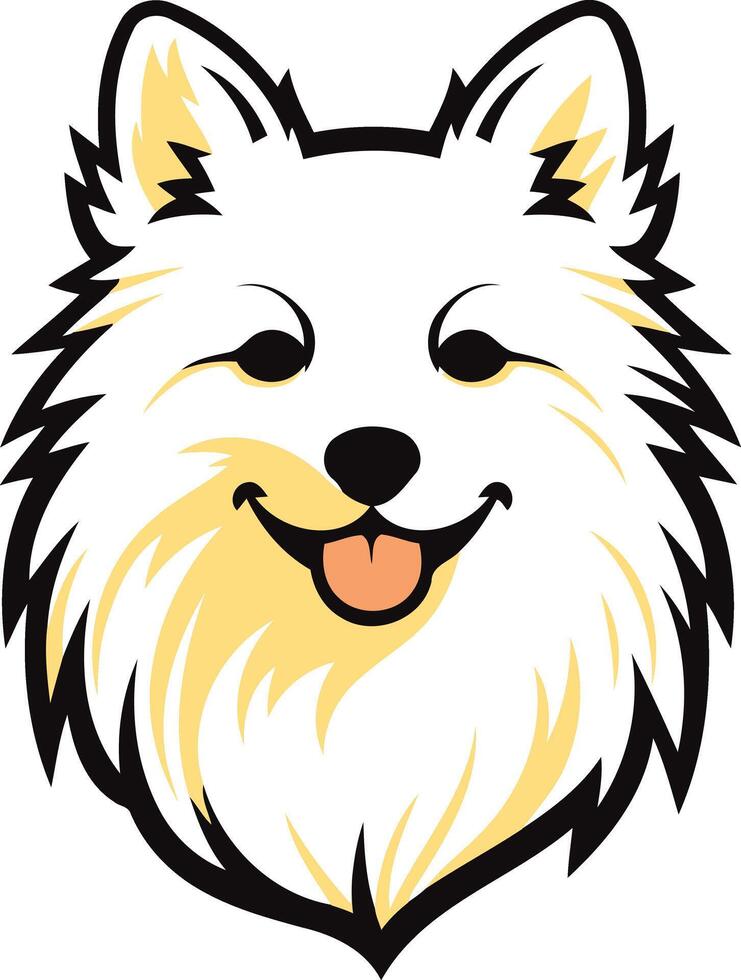 Cute and friendly cartoon illustration of a smiling pomeranian dog vector