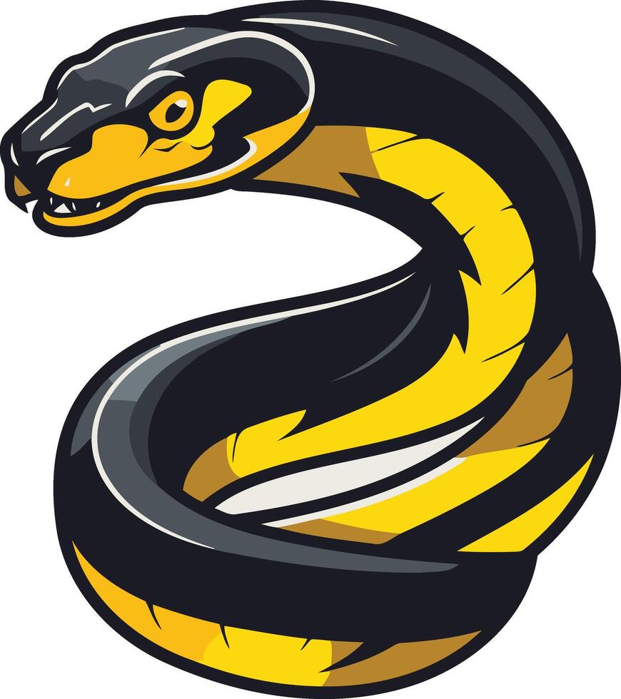 Bold and striking, this illustration of a black and yellow snake is ...
