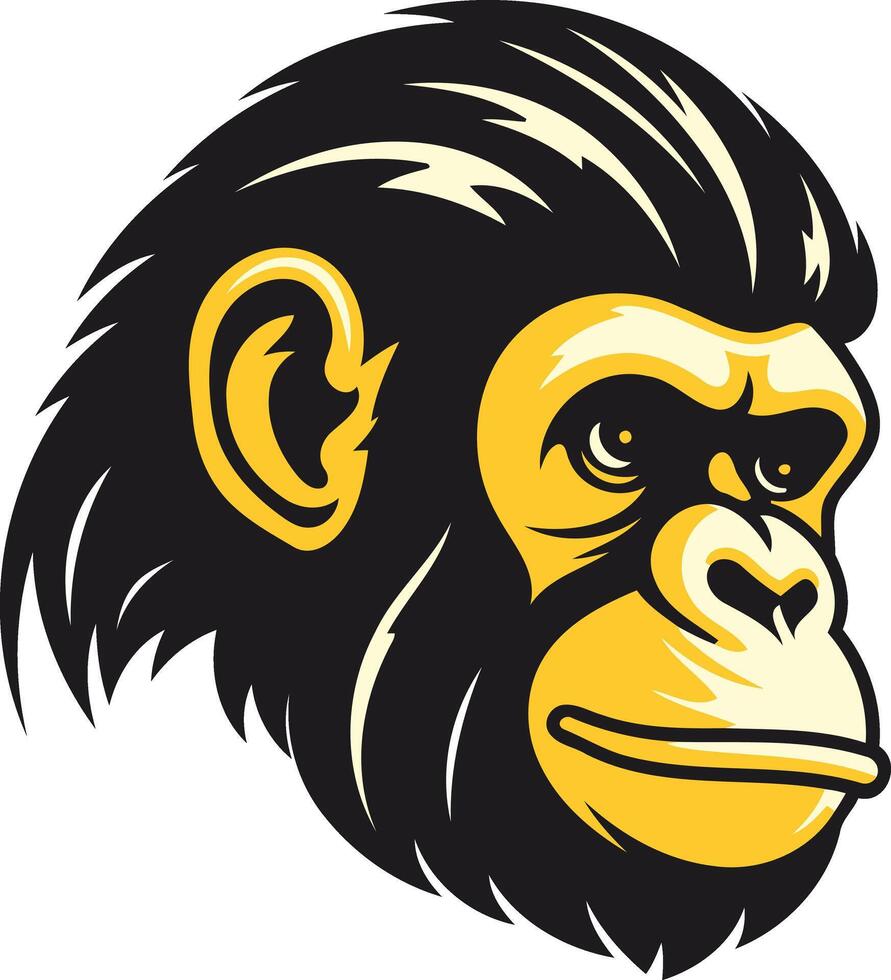 A bold and powerful illustration of a chimpanzee's head, perfect for branding, t shirts, or sports team logos vector