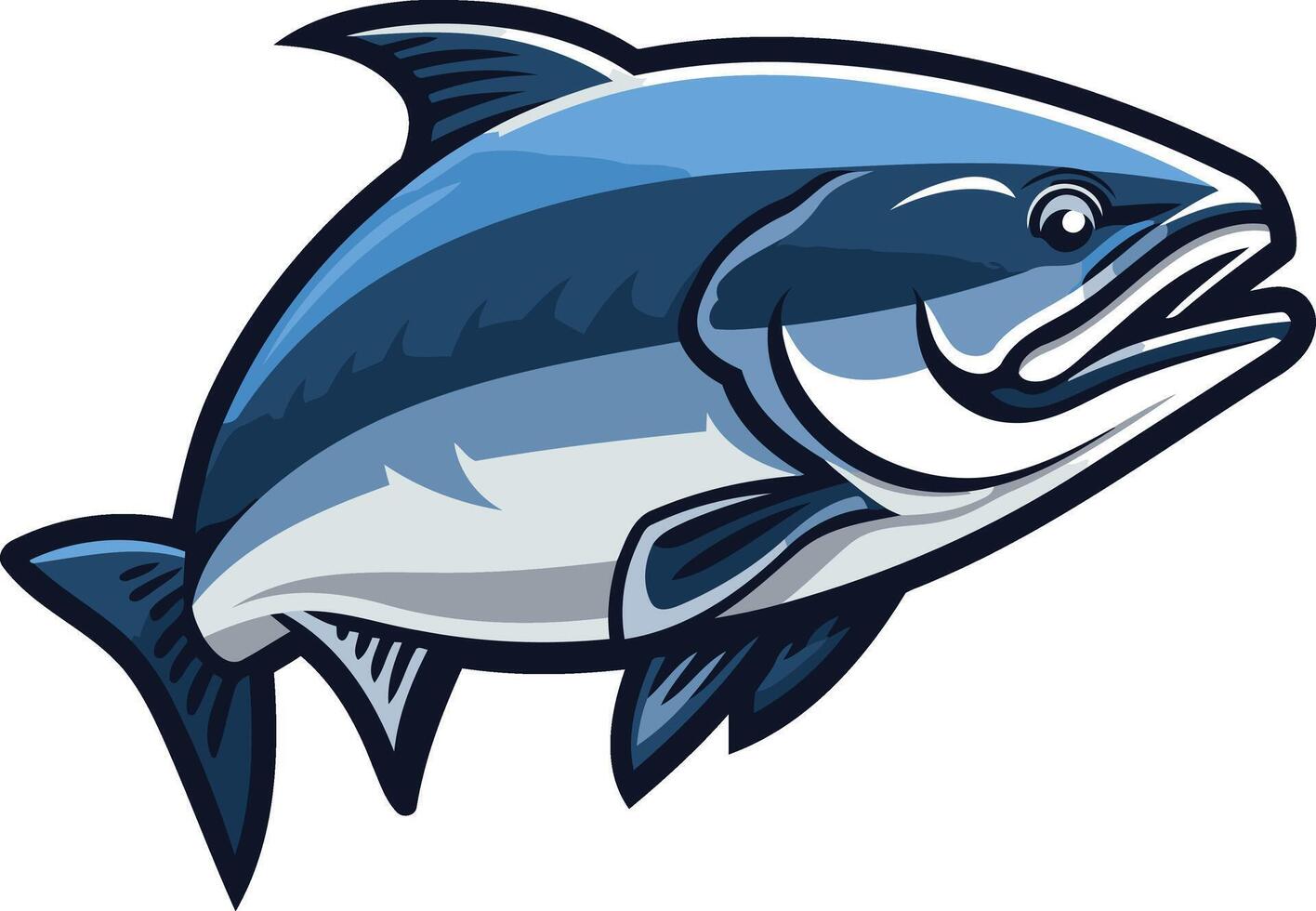 A vibrant and detailed illustration of a blue and white fish with a dynamic pose vector