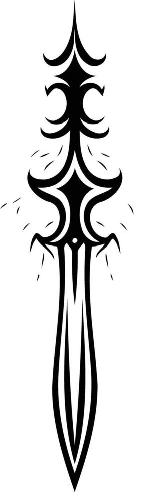 Stylish, abstract sword design in black and white vector
