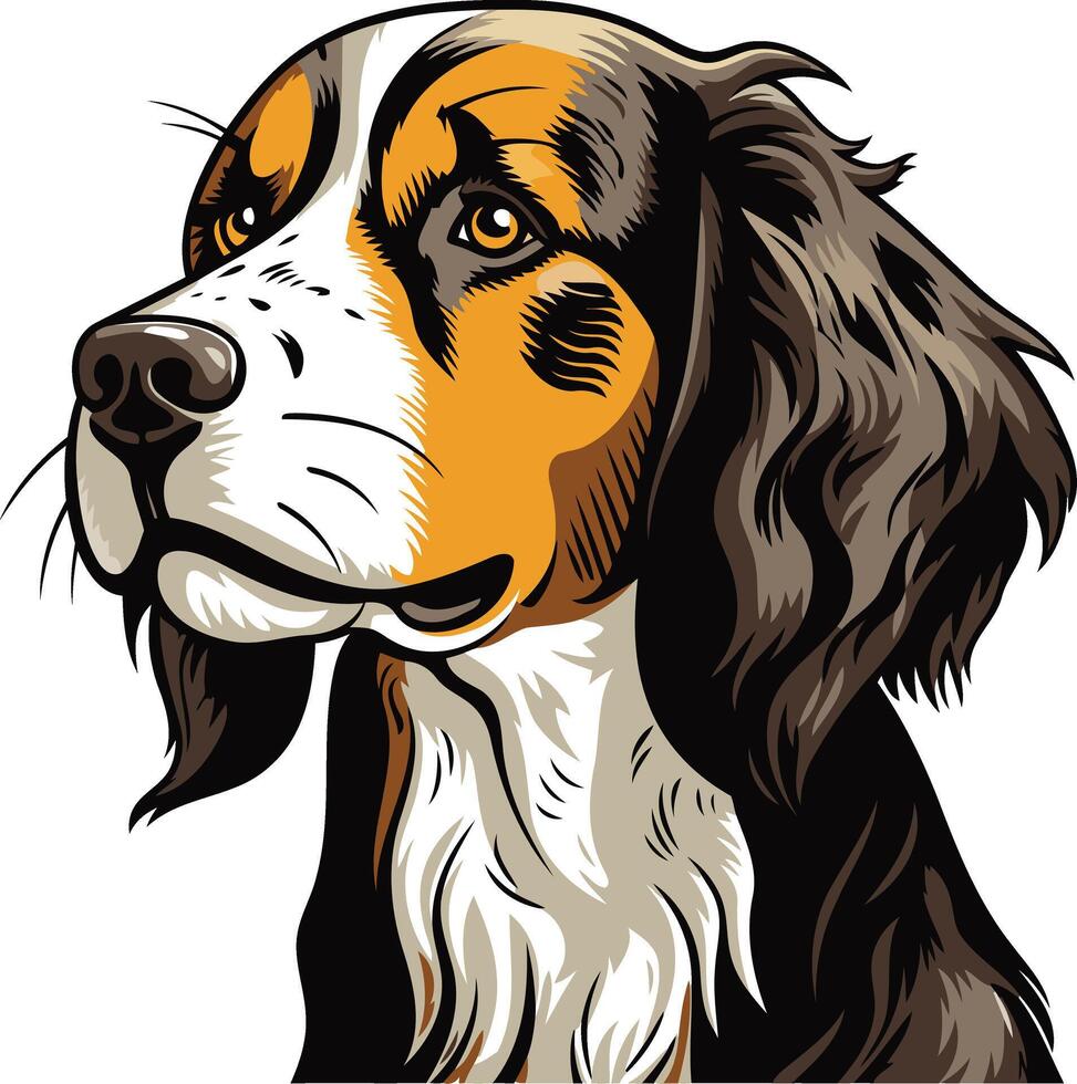 A charming illustration of a dog's head, captured in a profile view, highlighting its soft, fluffy fur and endearing expression vector