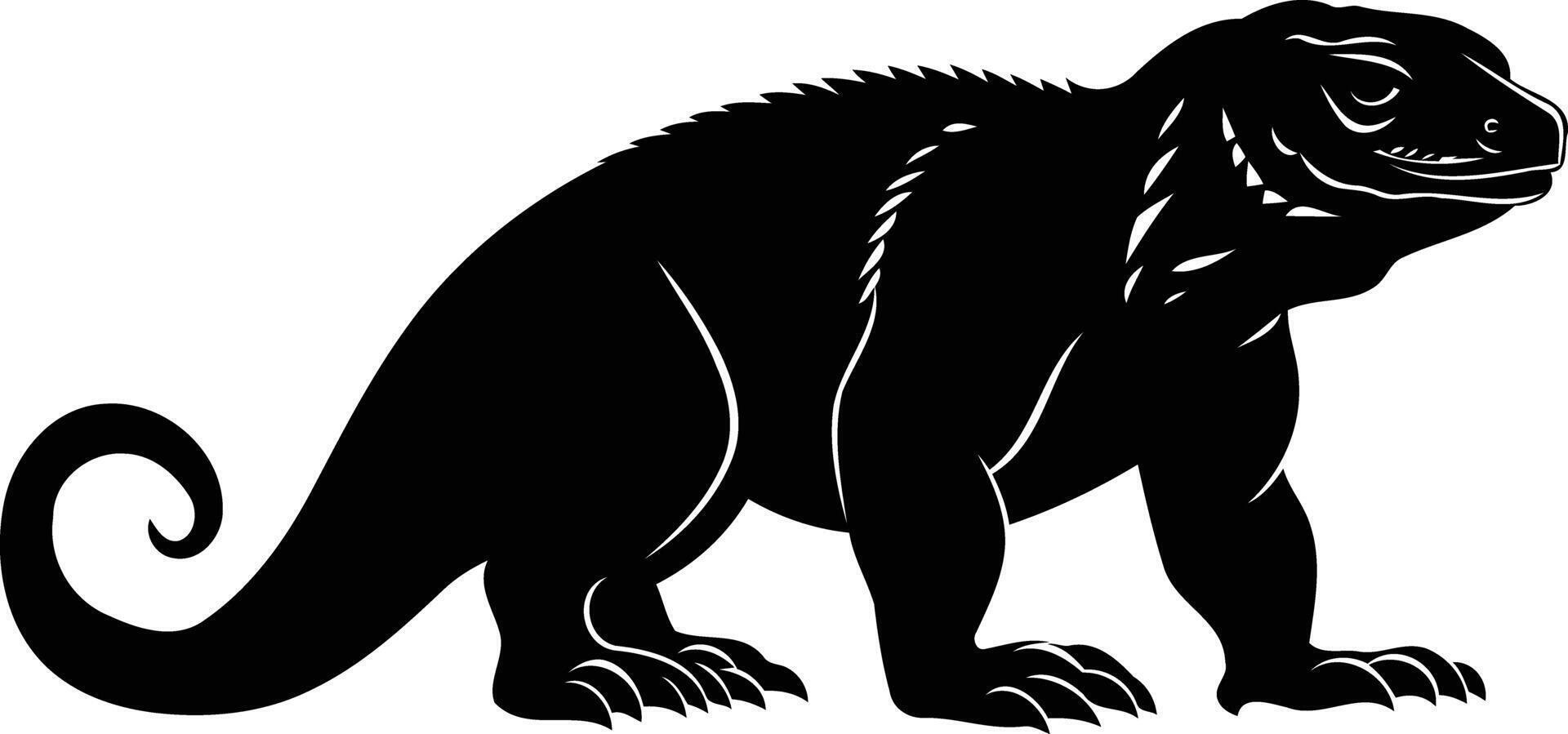A striking black silhouette of a powerful iguana, perfect for adding a touch of wildness to your design projects vector
