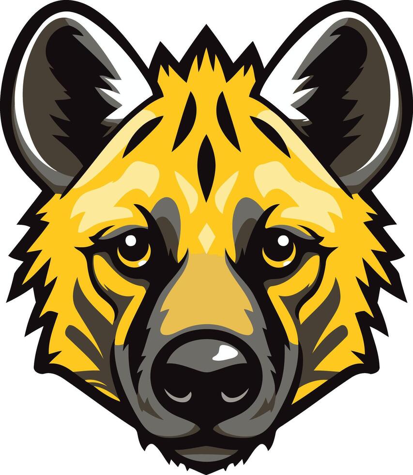 Aggressive, cartoon style hyena head illustration with a fierce expression vector